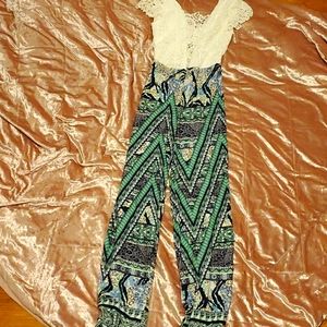 Lace with print jumpsuit